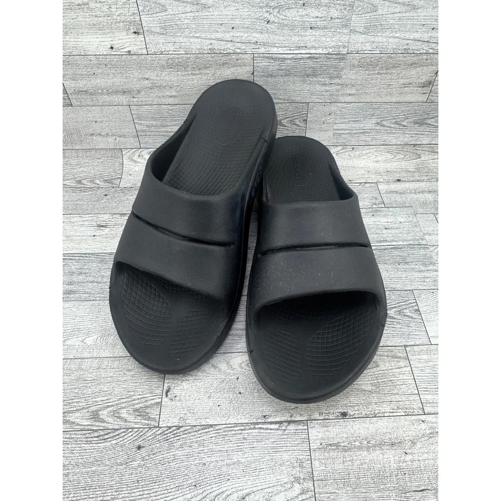 OOFOS OOahh Slide Sandals Black Recovery Men 11 Women 13 EU 44 OOfoam Comfort